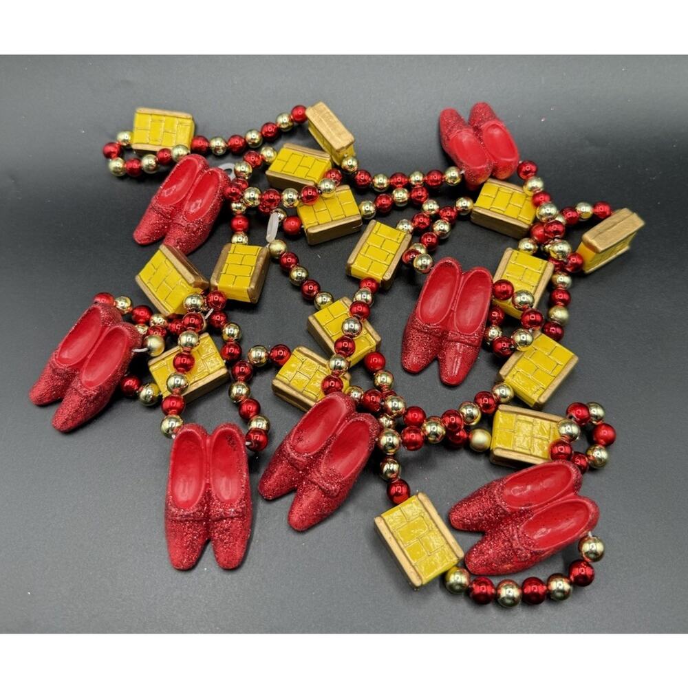 The Wizard of Oz Christmas Garland Kurt Adler Slippers Yellow Brick Rd -LO18